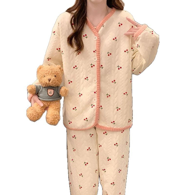 Air Cotton Sandwich Pajamas Sweet Small Cherry Homewear