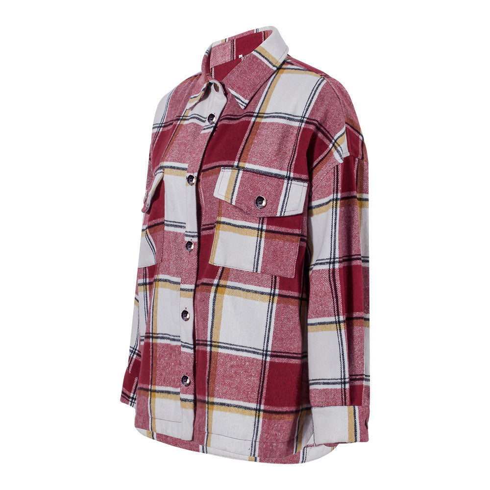 Plaid Long-Sleeved All-Match Casual Shirt Cardigan Jacket