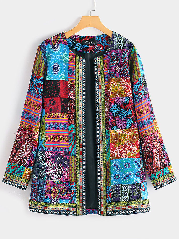 Printed Loose Long Sleeve Jacket Cardigan