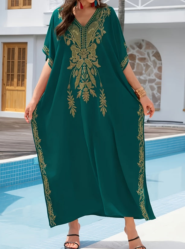 Embroidery Kaftan Dress