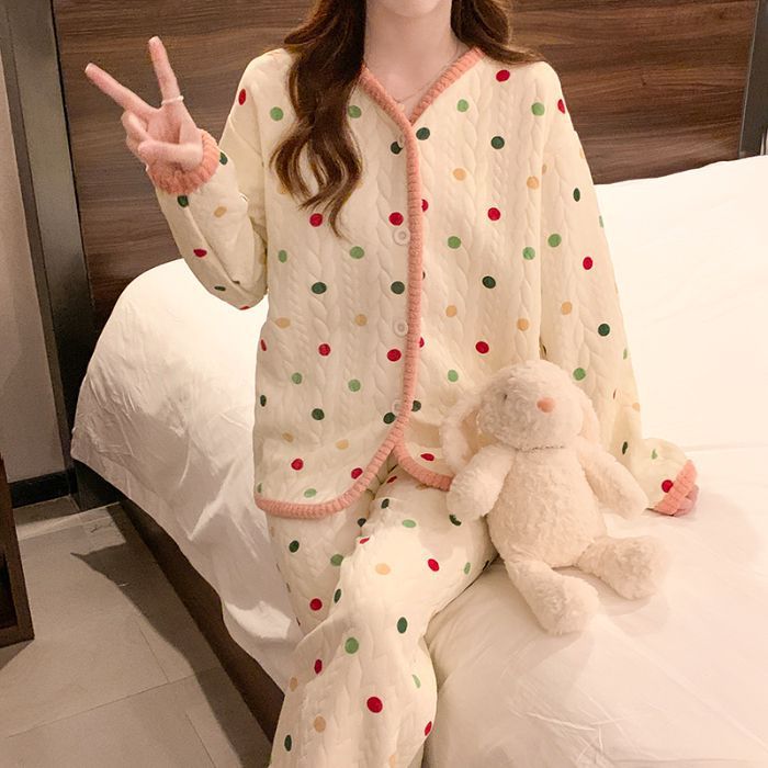 Air Cotton Sandwich Pajamas Sweet Small Cherry Homewear