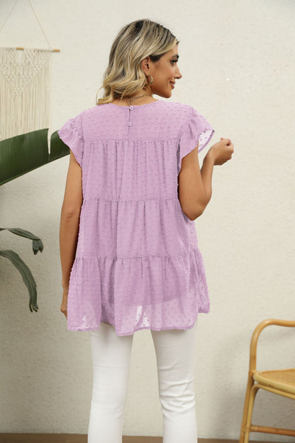 Loose Casual And Comfortable Stitching Fashion Short Sleeve Top