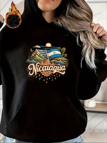 Casual Nicaragua Flag Graphic Pullover Hoodie For Women