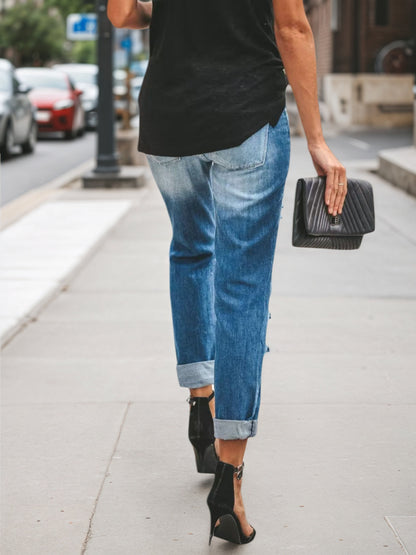 2025 New Women's Denim Pants, Ripped Jeans, Low Rise Jeans