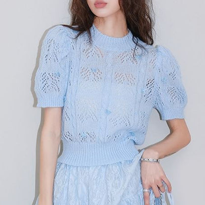 Summer Wear Single Pink Knitwear Short Sleeve Women