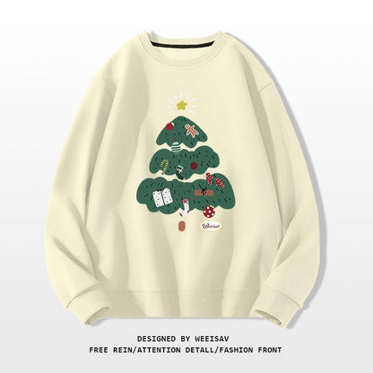 Christmas Tree Design Round-neck Pullover Leisure