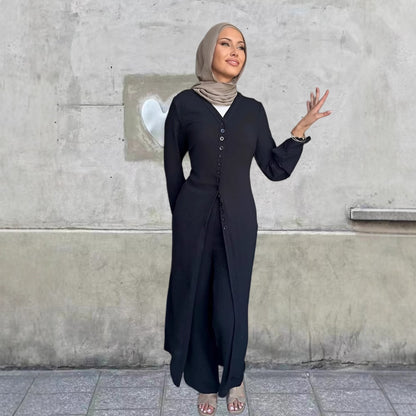 Dubai Turkey Casual Solid Color Two-piece Set