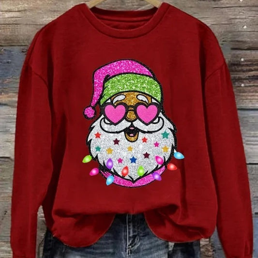 Christmas Element Printed Round-neck Non-hoodie Sweater