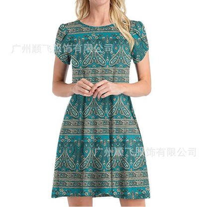 Women's Fashion Printed Pocket Dress