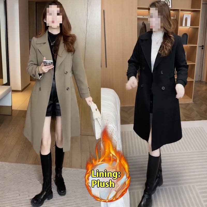 High-grade Fleece Thick Trench Coat Coat Western Style Slimming