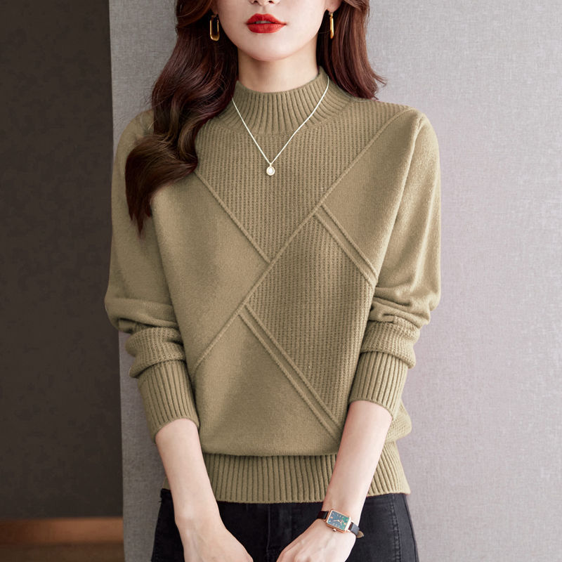 Autumn And Winter New Half Turtleneck Loose Inner Wear Sweater For Women