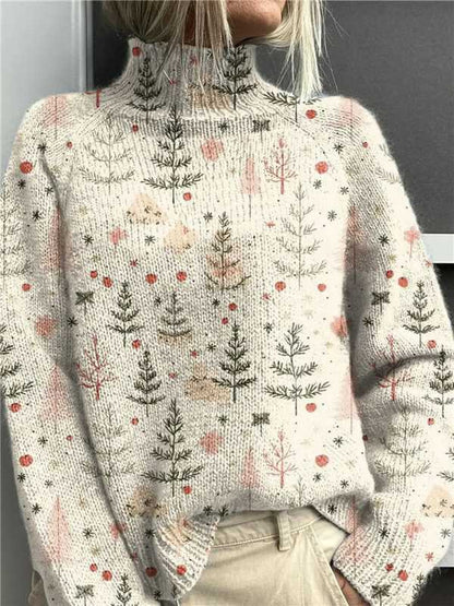 Women's Christmas Printed Turtleneck Sweater