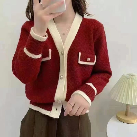 Women's Pearl Button Fragrant Style Cardigan Coat