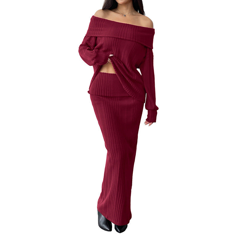 Off-shoulder Top Knitted Two-piece Women