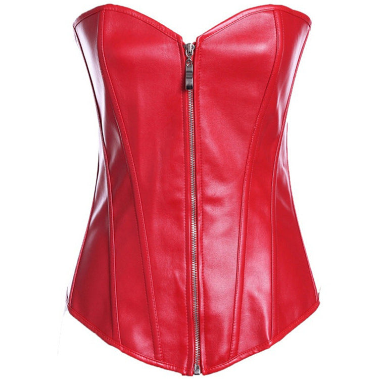 Poly Urethane Leather Court Corset Zip Tight Corset Corset