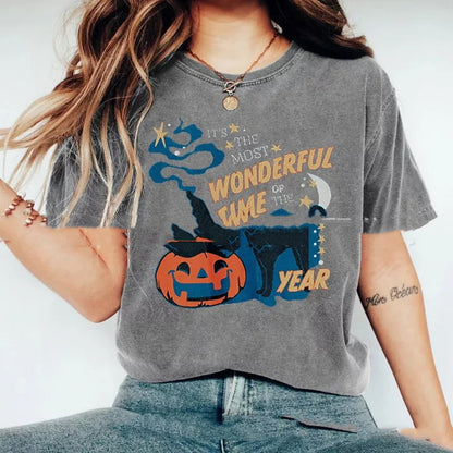 Halloween Printed Loose Round Neck Summer T-shirt