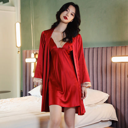 Spring And Autumn Sexy Pajamas Women Summer Two-piece Sling Chest Pad