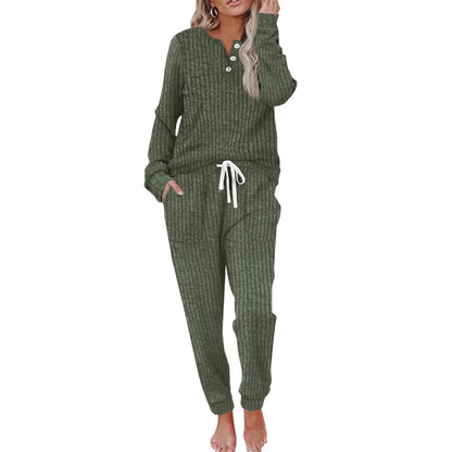 Women's Casual Pocket Suit Buckle Sports Sweater And Trousers Sports Suit
