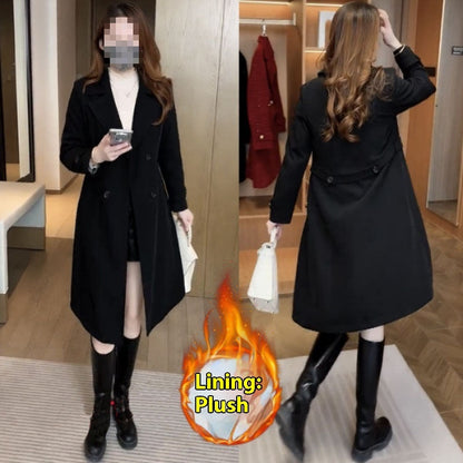 High-grade Fleece Thick Trench Coat Coat Western Style Slimming