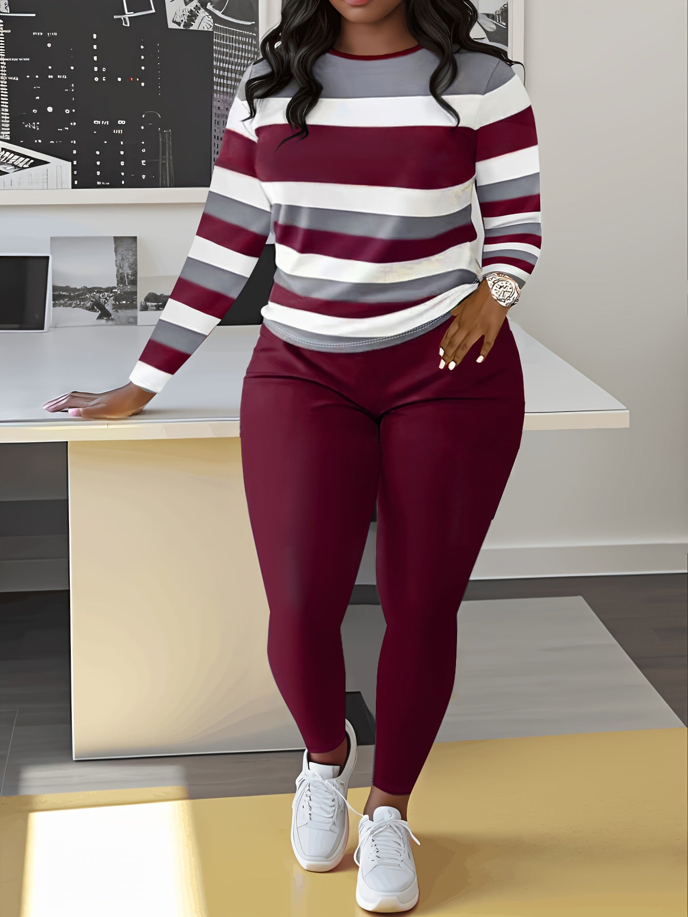 Plus Size Printed Comfortable Casual Set
