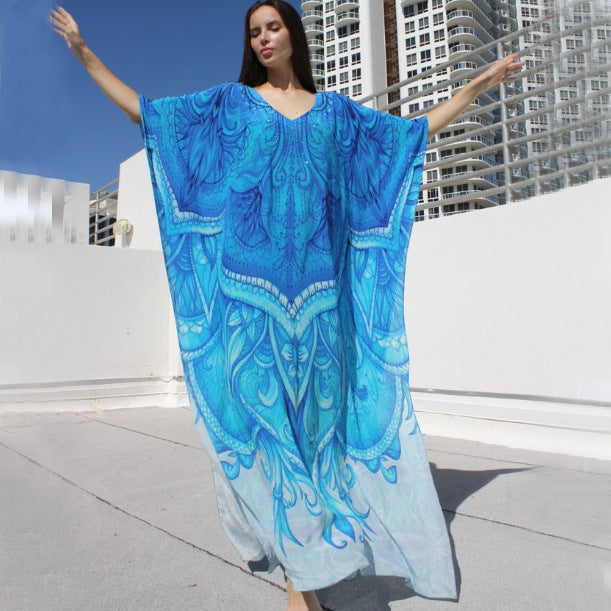 Women's New Positioning Flower Loose Beach Robe Blouse