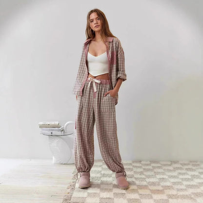 Women's Dressing Gown Plaid Shirt Outfit