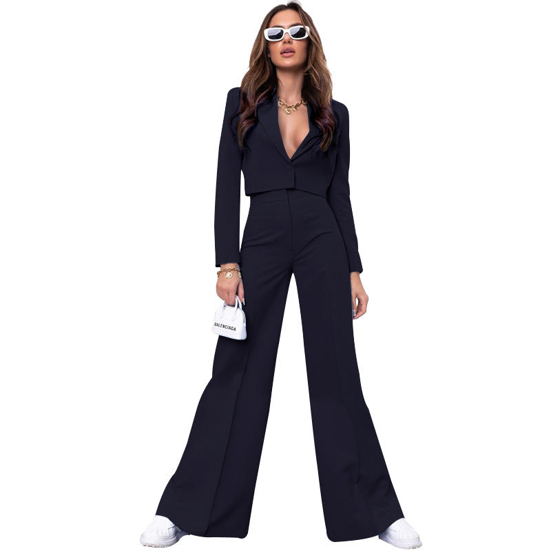 Fashion High Waist Wide Leg Pants Suit