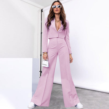 Fashion High Waist Wide Leg Pants Suit