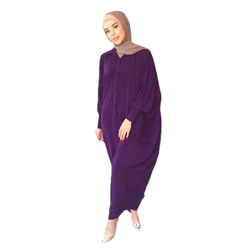 Women's Dubai Saudi Arabia Solid Color Bat Sleeve Large Robe Cardigan