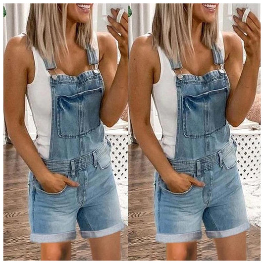 European And American Women's Denim Overalls Sexy Fashion Washed Denim Shorts Women