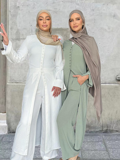 Dubai Turkey Casual Solid Color Two-piece Set