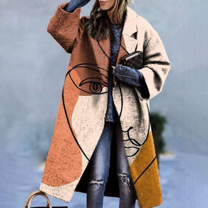 Women's Printed Dragon And Phoenix Woolen Coat
