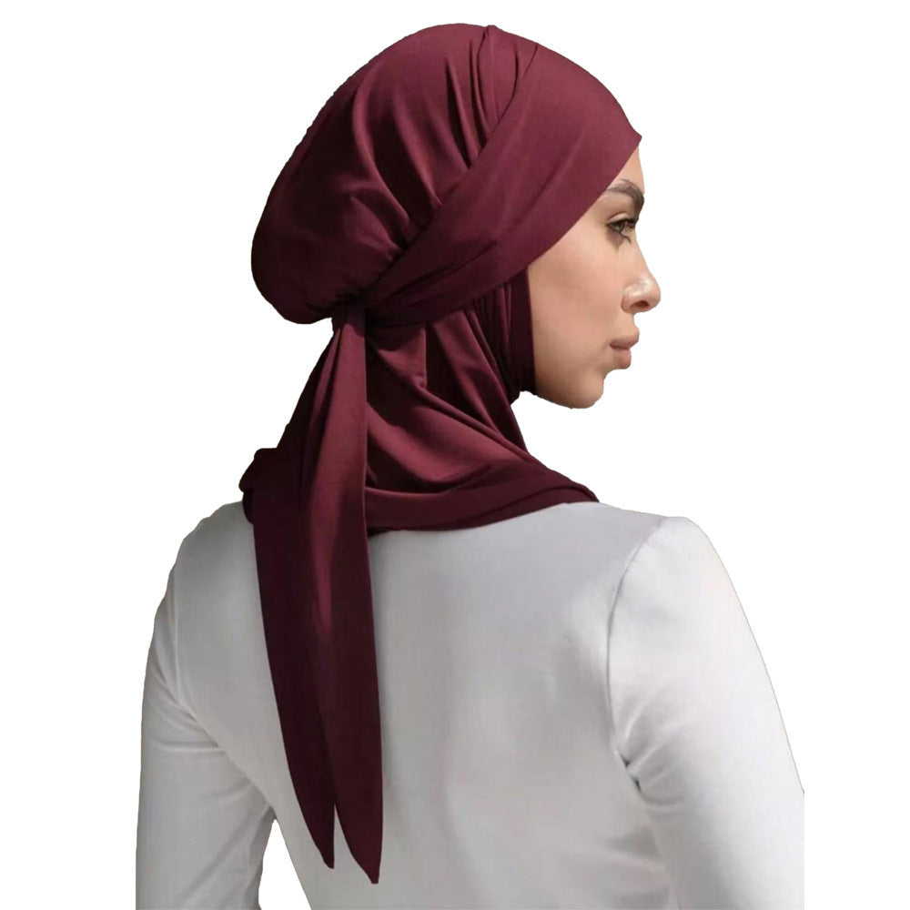 Solid Color Convenient Strap Headscarf Suit