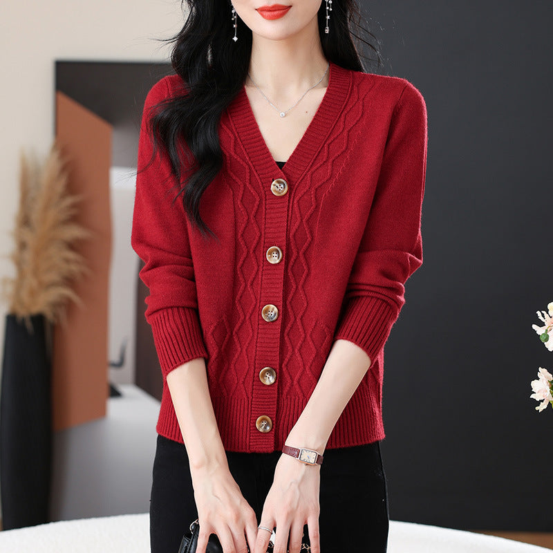 Spring And Autumn Outer Wear Cropped Sweater Coat Women