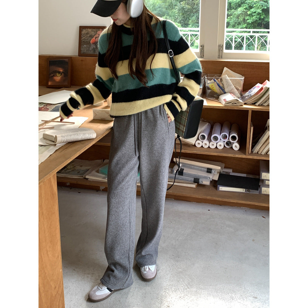 Idle Style Autumn And Winter Sweatpants Thickened High Waist Drooping