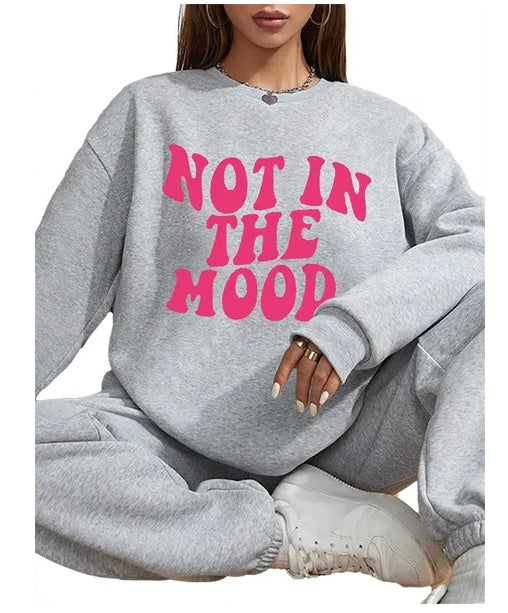 Women Basic Casual Pullover Spring Autumn Long Sleeve Letter Printed Round Neck