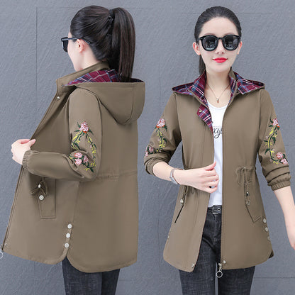 Women's Mid-length Hooded Detachable Trench Coat