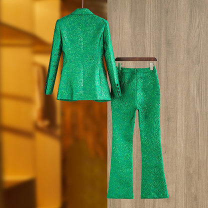 Green Three-dimensional Embroidered Suit Costume Suit